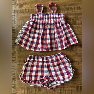 CAT & JACK | Toddler Girls Red/Blue Plaid Smocked Tank & Shorts Set (2PC) - 4T